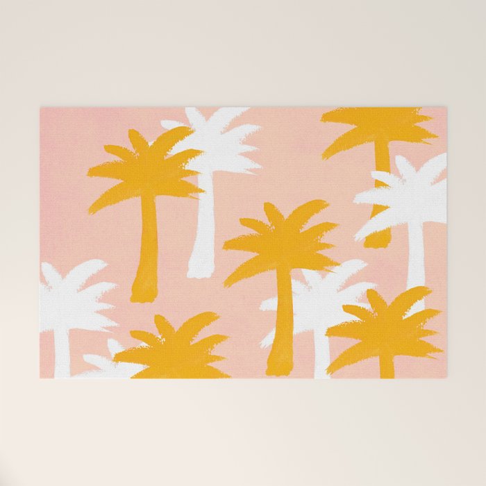 Palm Tree Tropical Pattern - Pink Gold Welcome Mat Gallery Image 1