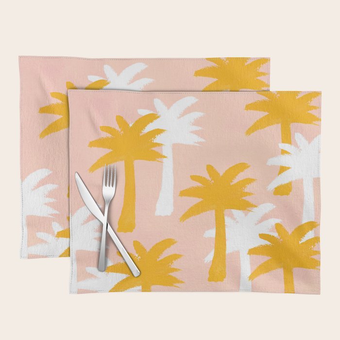 Palm Tree Tropical Pattern - Pink Gold Placemat Gallery Image 1