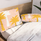 Palm Tree Tropical Pattern - Pink Gold Pillow Sham Gallery Image 2