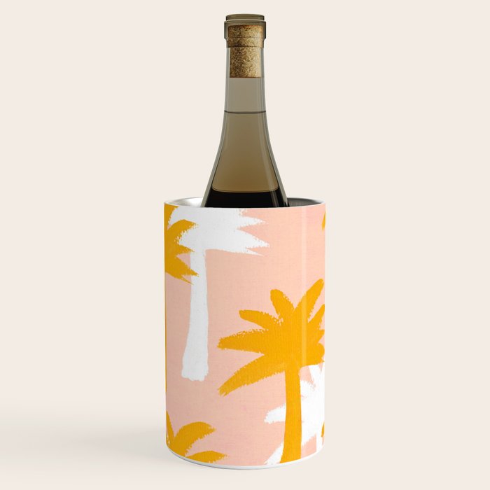 Palm Tree Tropical Pattern - Pink Gold Wine Chiller Gallery Image 1