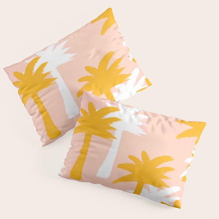 Palm Tree Tropical Pattern - Pink Gold Pillow Sham Gallery Image 1