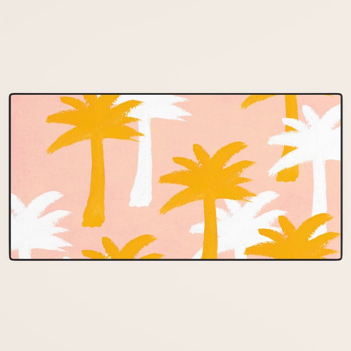 Palm Tree Tropical Pattern - Pink Gold Desk Mat Gallery Image 3