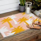 Palm Tree Tropical Pattern - Pink Gold Outdoor Rug Gallery Image 2