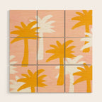 Palm Tree Tropical Pattern - Pink Gold Wood Wall Art Gallery Image 1