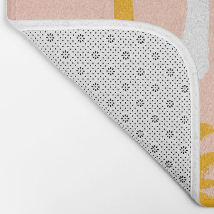 Palm Tree Tropical Pattern - Pink Gold Bath Mat Gallery Image 2