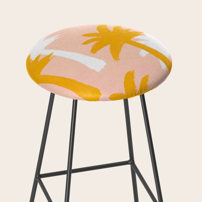 Palm Tree Tropical Pattern - Pink Gold Stool Gallery Image 2