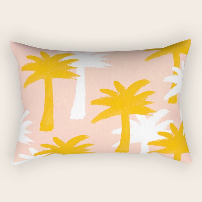 Palm Tree Tropical Pattern - Pink Gold Rectangular Pillow Gallery Image 1