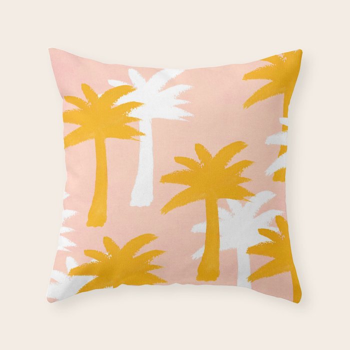 Palm Tree Tropical Pattern - Pink Gold Throw Pillow Gallery Image 6