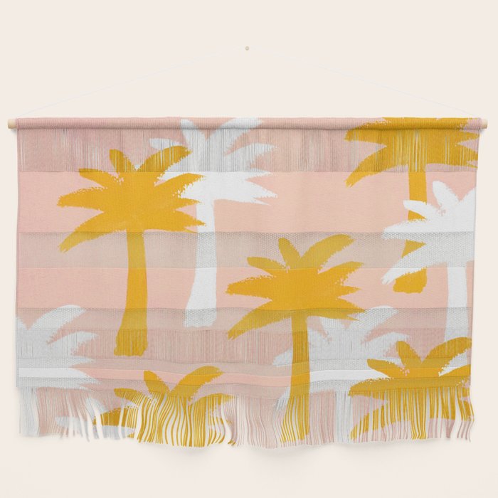 Palm Tree Tropical Pattern - Pink Gold Wall Hanging Gallery Image 1