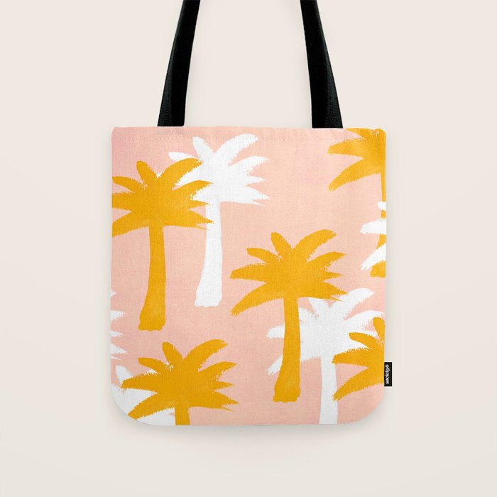 Palm Tree Tropical Pattern - Pink Gold Tote Bag Gallery Image 1
