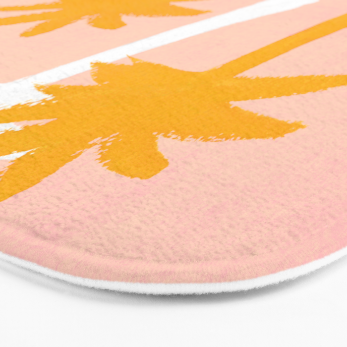Palm Tree Tropical Pattern - Pink Gold Bath Mat Gallery Image 3