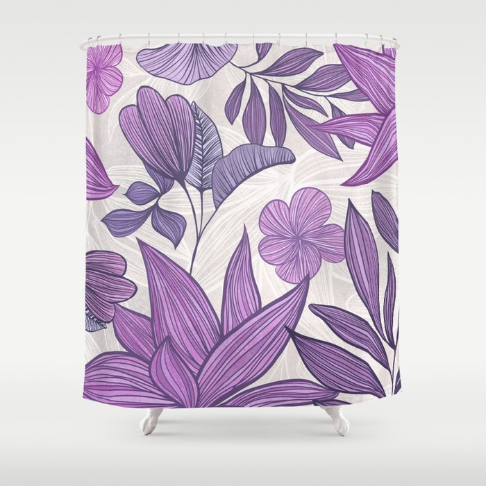 Moody Vintage-style Floral - Purple Shower Curtain Gallery Image 1