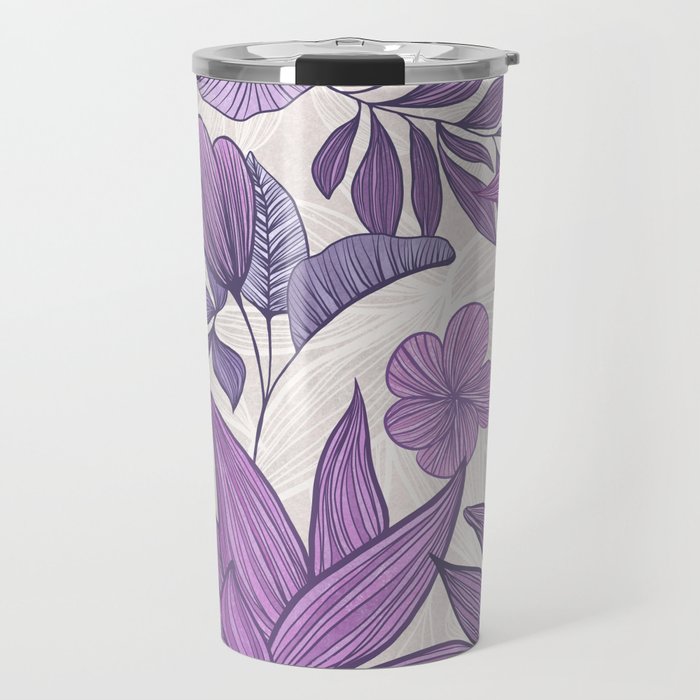 Moody Vintage-style Floral - Purple Travel Mug Gallery Image 1