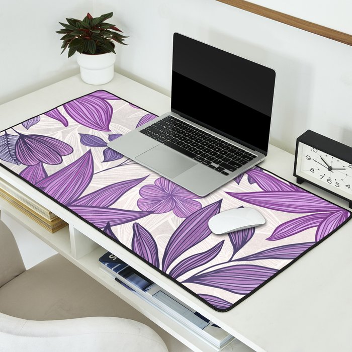 Moody Vintage-style Floral - Purple Desk Mat Gallery Image 2