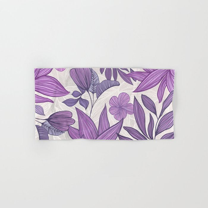 Moody Vintage-style Floral - Purple Bath Towel Gallery Image 1