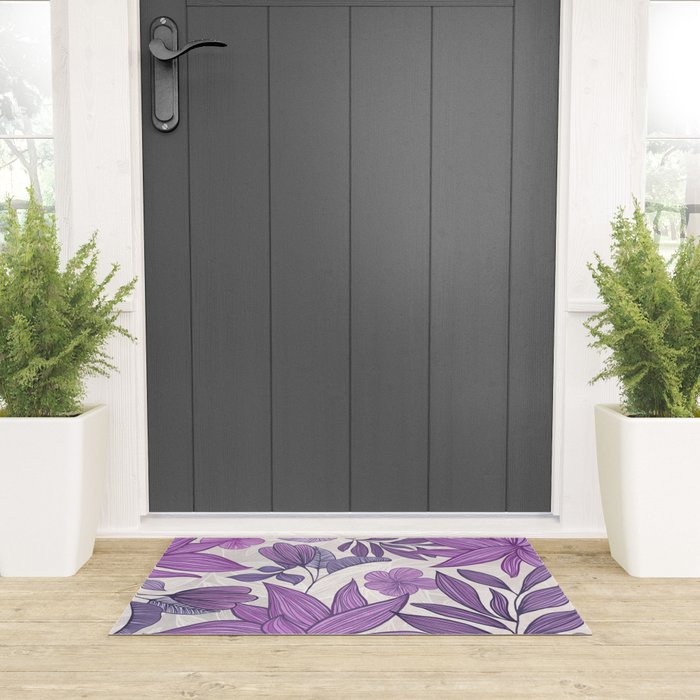 Moody Vintage-style Floral - Purple Welcome Mat Gallery Image 3