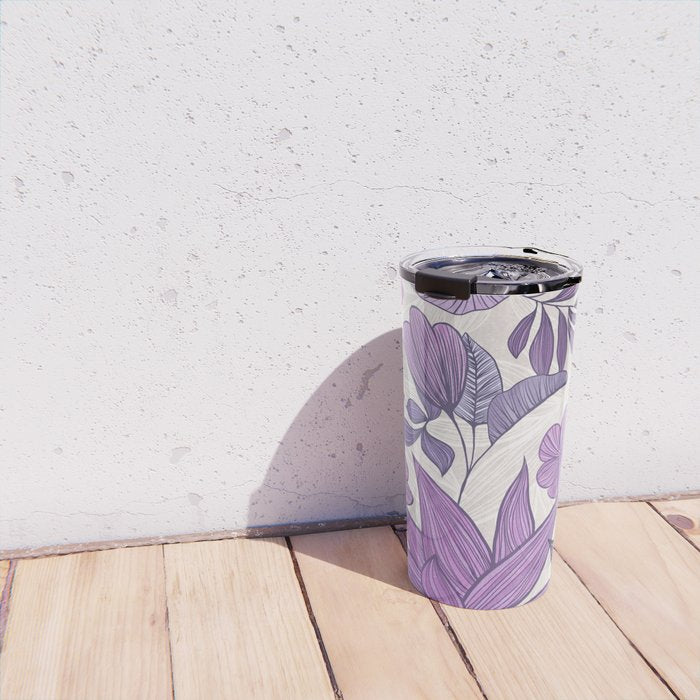 Moody Vintage-style Floral - Purple Travel Mug Gallery Image 4