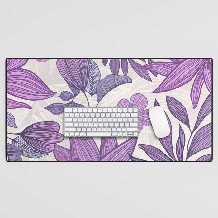 Moody Vintage-style Floral - Purple Desk Mat Gallery Image 1