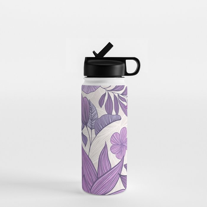 Moody Vintage-style Floral - Purple Water Bottle Gallery Image 1