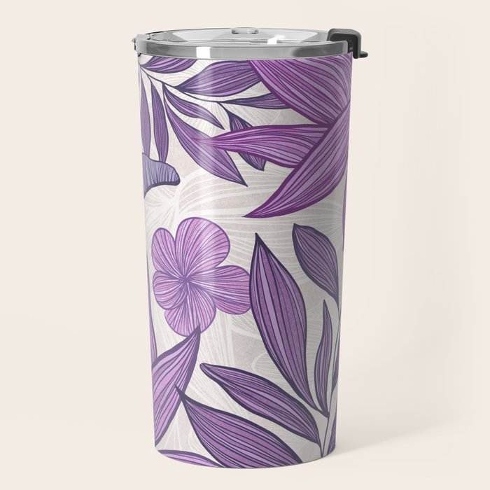 Moody Vintage-style Floral - Purple Travel Mug Gallery Image 2