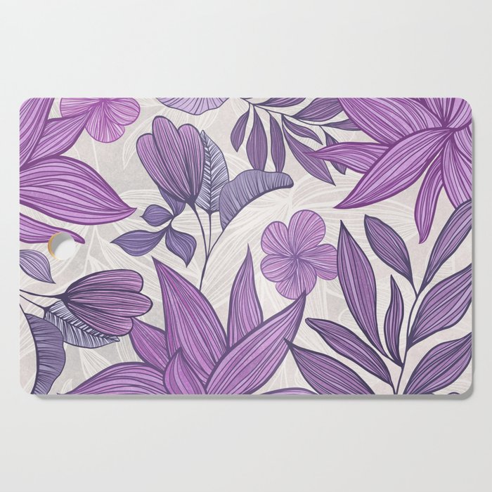 Moody Vintage-style Floral - Purple Cutting Board Gallery Image 1