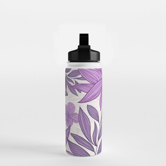 Moody Vintage-style Floral - Purple Water Bottle Gallery Image 2