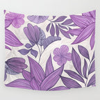 Moody Vintage-style Floral - Purple Wall Tapestry Gallery Image 4