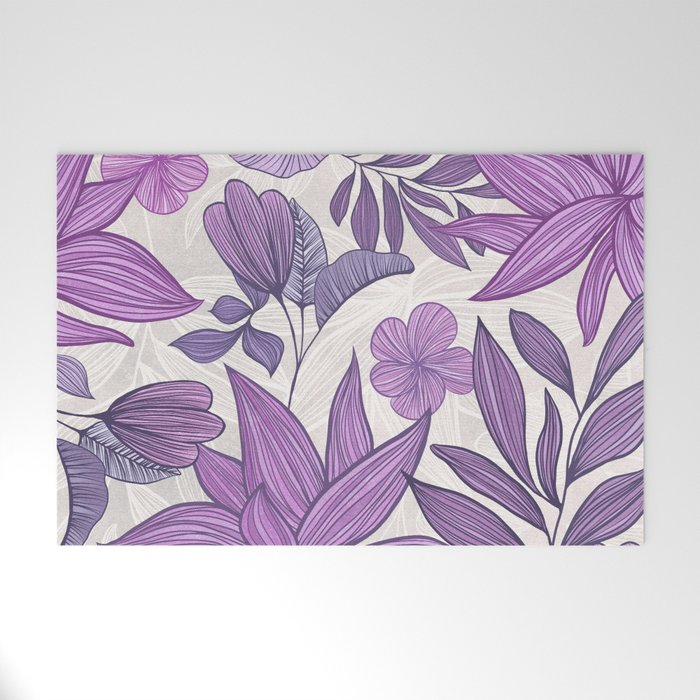 Moody Vintage-style Floral - Purple Welcome Mat Gallery Image 1