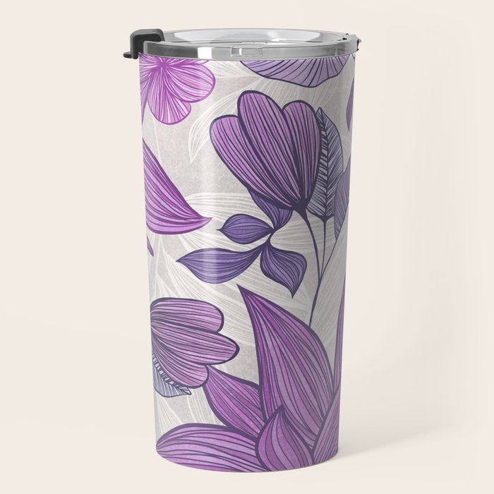 Moody Vintage-style Floral - Purple Travel Mug Gallery Image 3