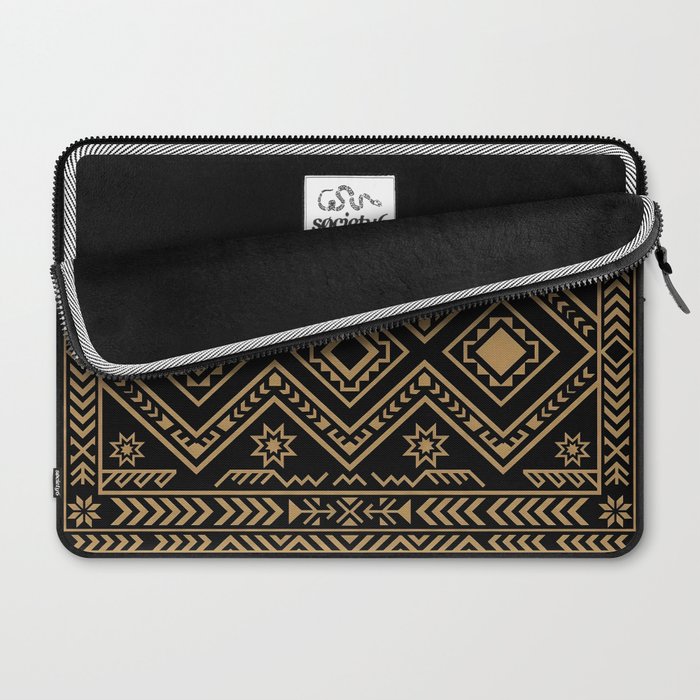Intricate Gold and Black Tribal Surface Pattern Laptop Sleeve Gallery Image 2