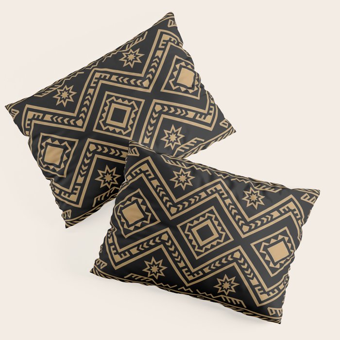 Intricate Gold and Black Tribal Surface Pattern Pillow Sham Gallery Image 1