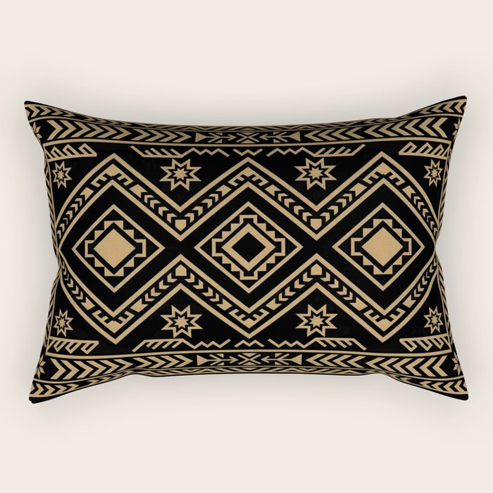 Intricate Gold and Black Tribal Surface Pattern Rectangular Pillow Gallery Image 2