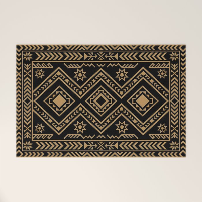 Intricate Gold and Black Tribal Surface Pattern Welcome Mat Gallery Image 1