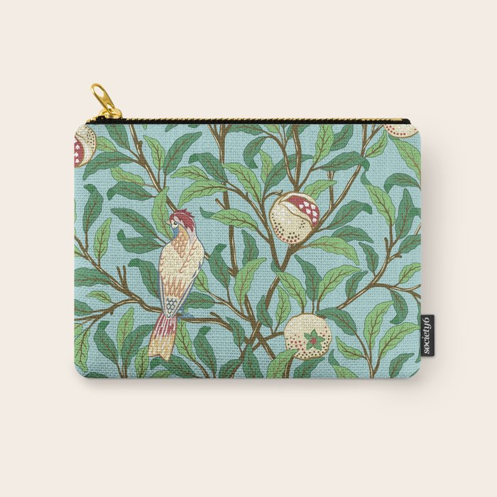 William Morris Enchanted Bird & Pomegranate Turquoise Green  Carry All Pouch Gallery Image 1