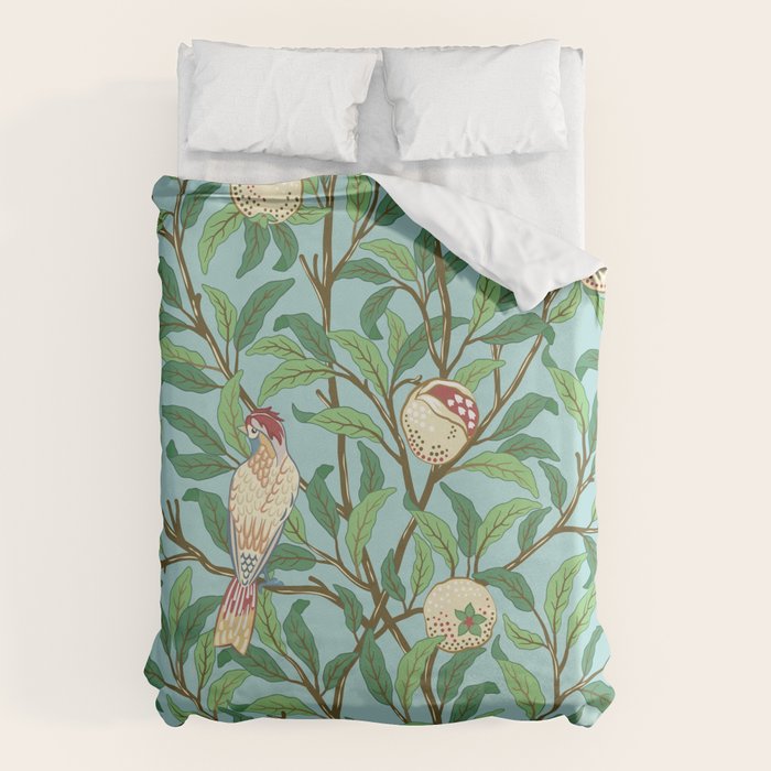 William Morris Enchanted Bird & Pomegranate Turquoise Green  Duvet Cover Gallery Image 1