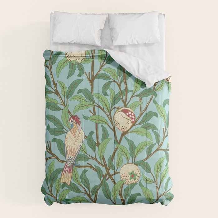 William Morris Enchanted Bird & Pomegranate Turquoise Green  Comforter Gallery Image 6