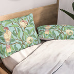 William Morris Enchanted Bird & Pomegranate Turquoise Green  Pillow Sham Gallery Image 2