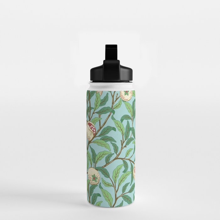 William Morris Enchanted Bird & Pomegranate Turquoise Green  Water Bottle Gallery Image 2
