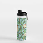 William Morris Enchanted Bird & Pomegranate Turquoise Green  Water Bottle Gallery Image 2