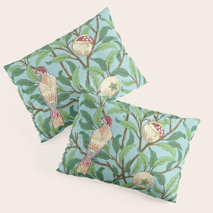 William Morris Enchanted Bird & Pomegranate Turquoise Green  Pillow Sham Gallery Image 3