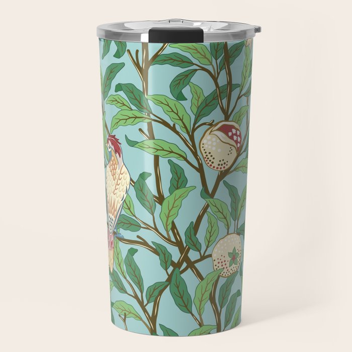 William Morris Enchanted Bird & Pomegranate Turquoise Green  Travel Mug Gallery Image 1