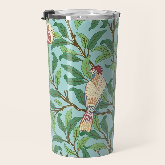 William Morris Enchanted Bird & Pomegranate Turquoise Green  Travel Mug Gallery Image 3