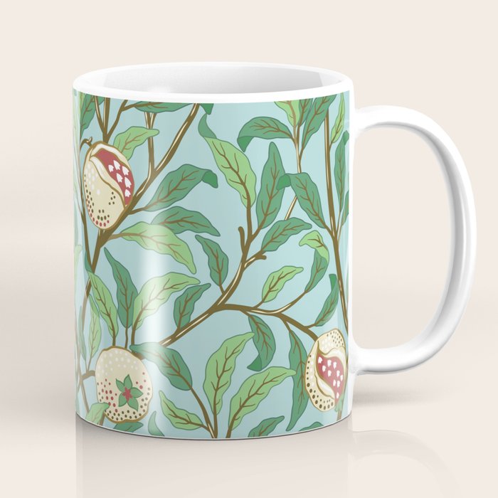 William Morris Enchanted Bird & Pomegranate Turquoise Green  Coffee Mug Gallery Image 1