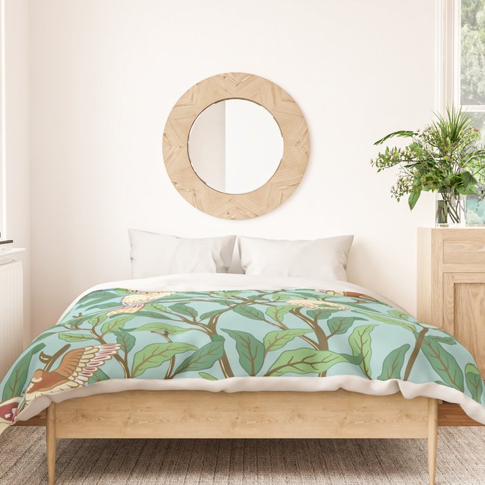 William Morris Enchanted Bird & Pomegranate Turquoise Green  Duvet Cover Gallery Image 3