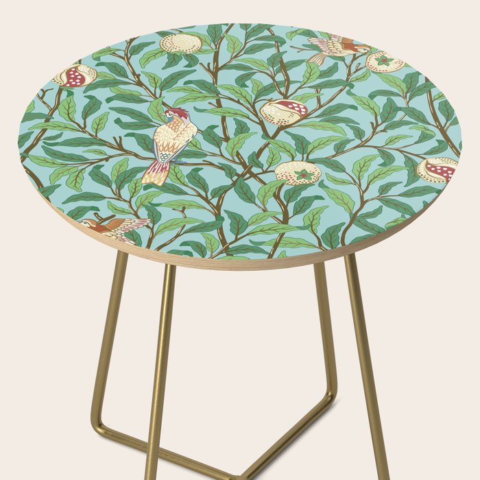 William Morris Enchanted Bird & Pomegranate Turquoise Green  Side Table Gallery Image 2