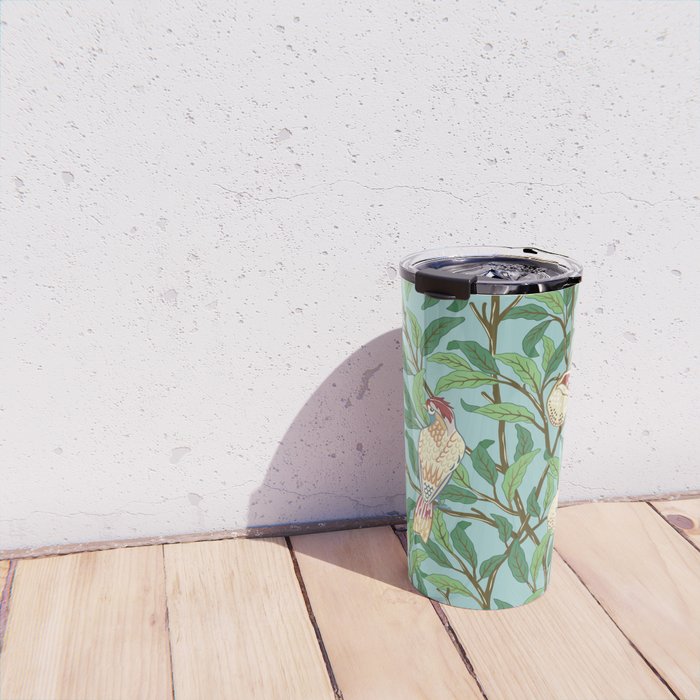 William Morris Enchanted Bird & Pomegranate Turquoise Green  Travel Mug Gallery Image 4