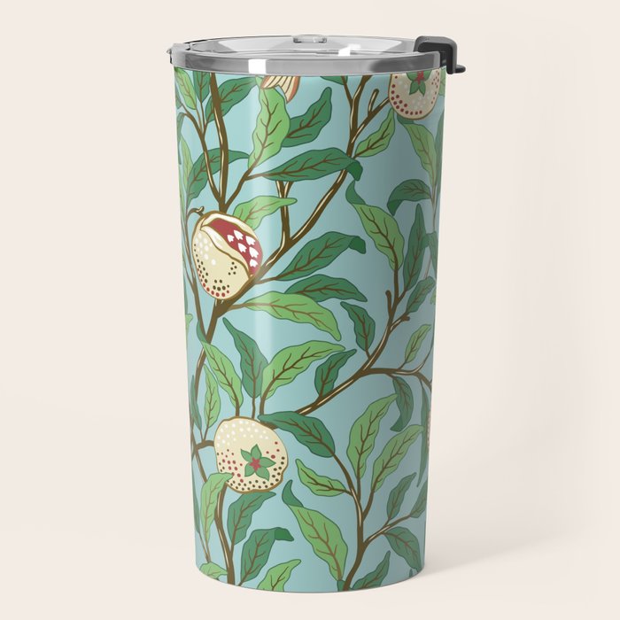 William Morris Enchanted Bird & Pomegranate Turquoise Green  Travel Mug Gallery Image 2