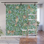William Morris Enchanted Bird & Pomegranate Turquoise Green  Wall Mural Gallery Image 1