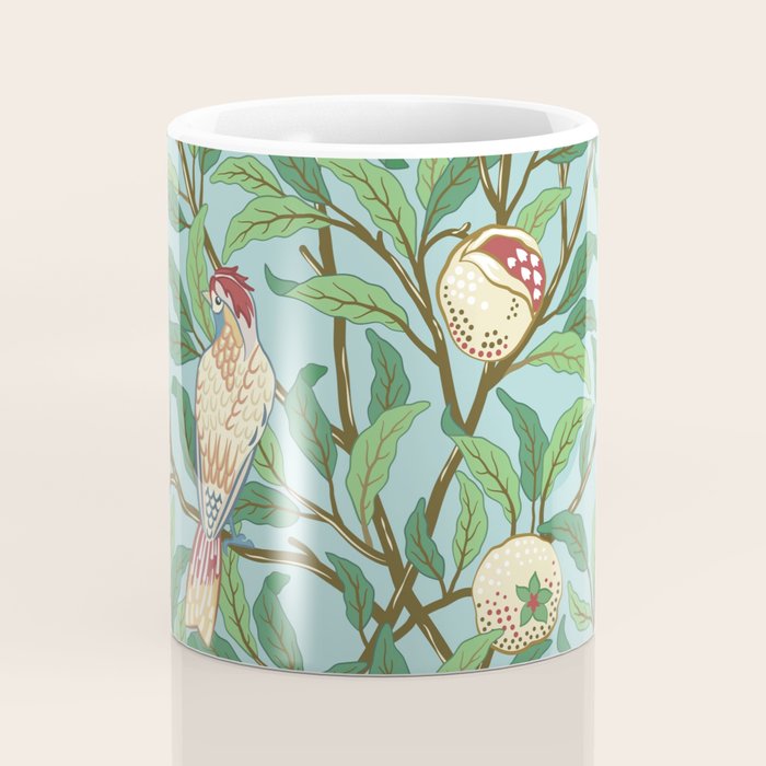 William Morris Enchanted Bird & Pomegranate Turquoise Green  Coffee Mug Gallery Image 4