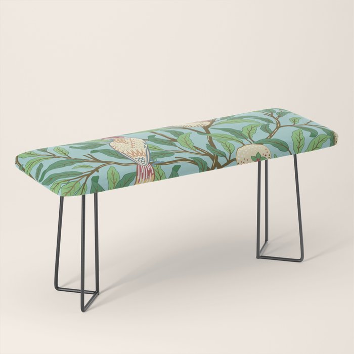 William Morris Enchanted Bird & Pomegranate Turquoise Green  Bench Gallery Image 1